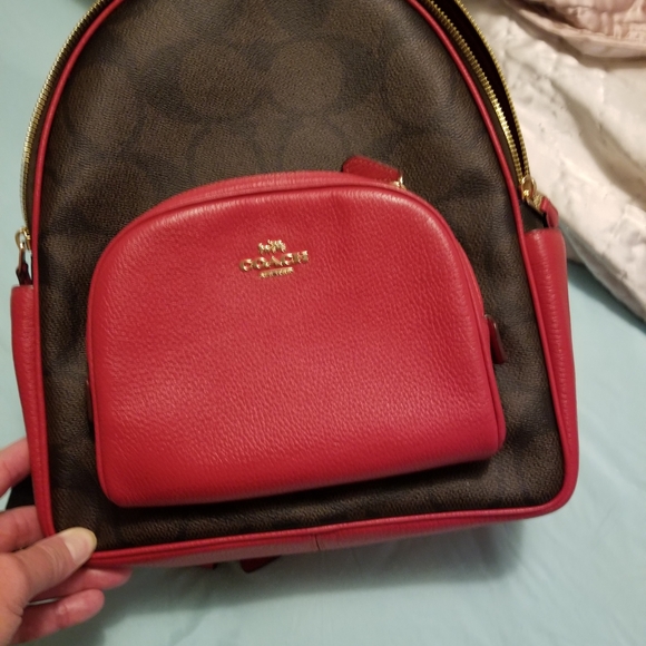 Coach Handbags - Coach Red and Dark Brown Backpack